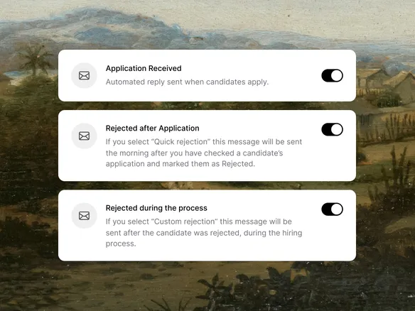 Join template editor showing a rejection email with merge fields