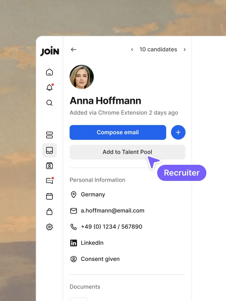 Applicant tracking system in Join