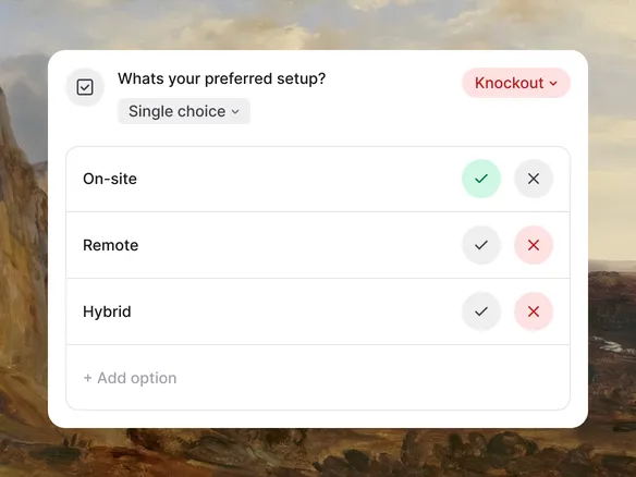 Join application screening with knockout questions